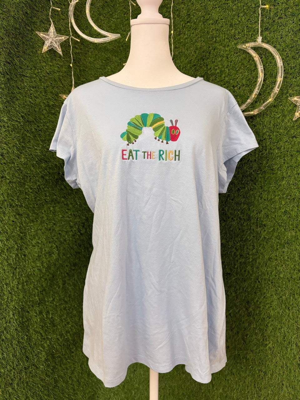 Eat the Rich Caterpillar Blue Tee 2XL