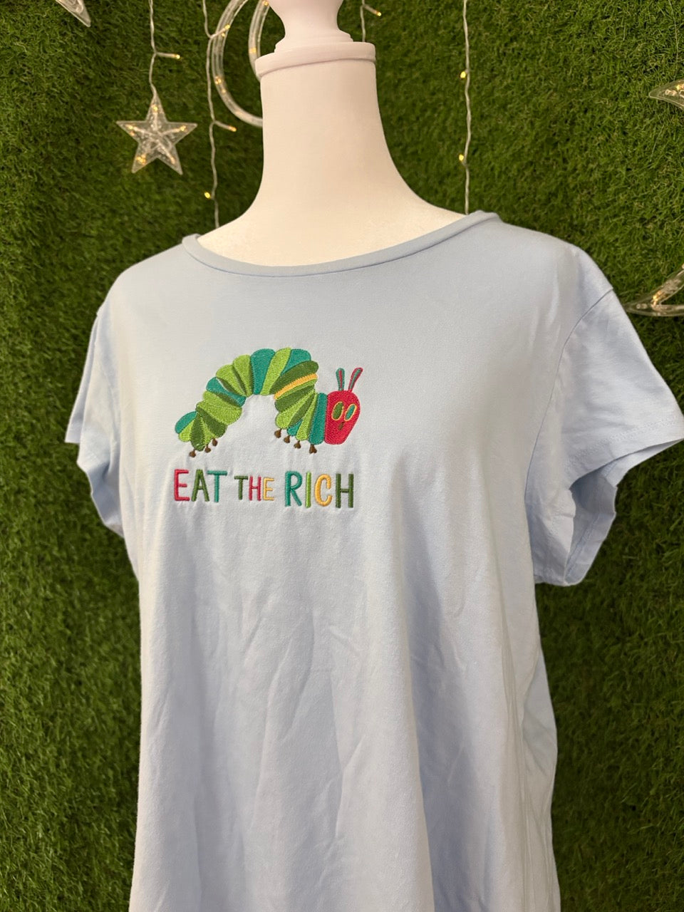 Eat the Rich Caterpillar Blue Tee 2XL