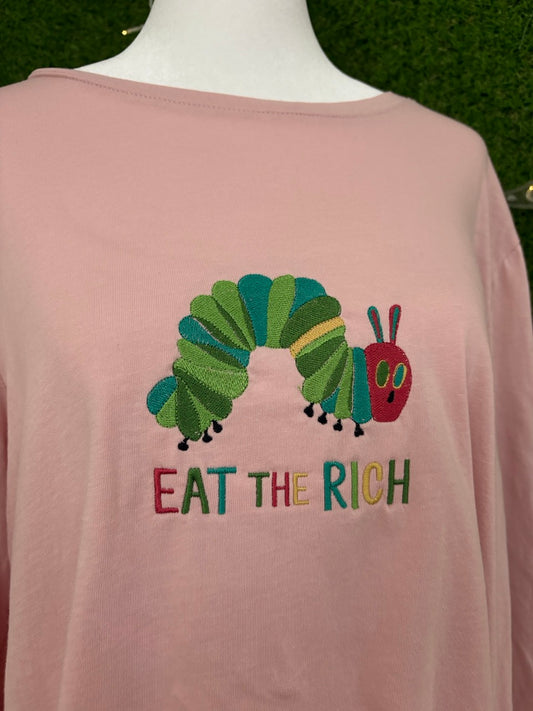 Eat the Rich Pink Long Sleeve 2XL