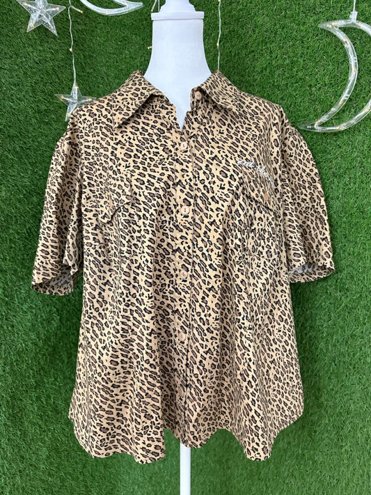 Eat the Rich Leopard Button Up 2XL