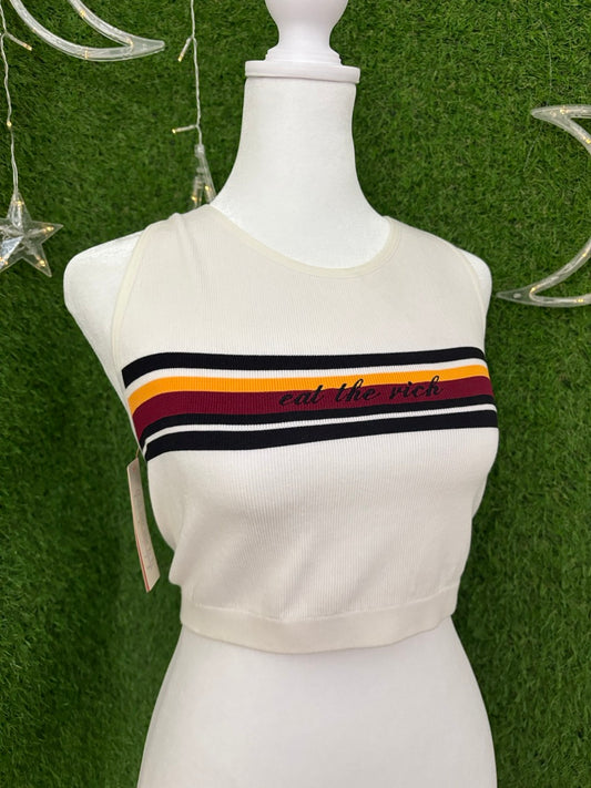 Eat the Rich Striped Tank Top XL