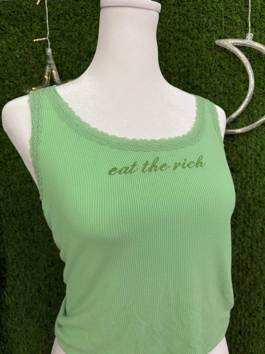 Eat the Rich Green Laced Tank XS