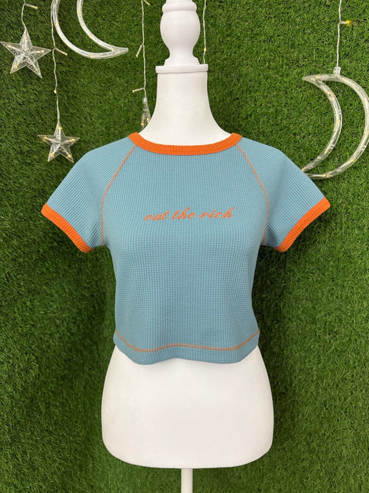 Eat the Rich Blue Baby Tee S