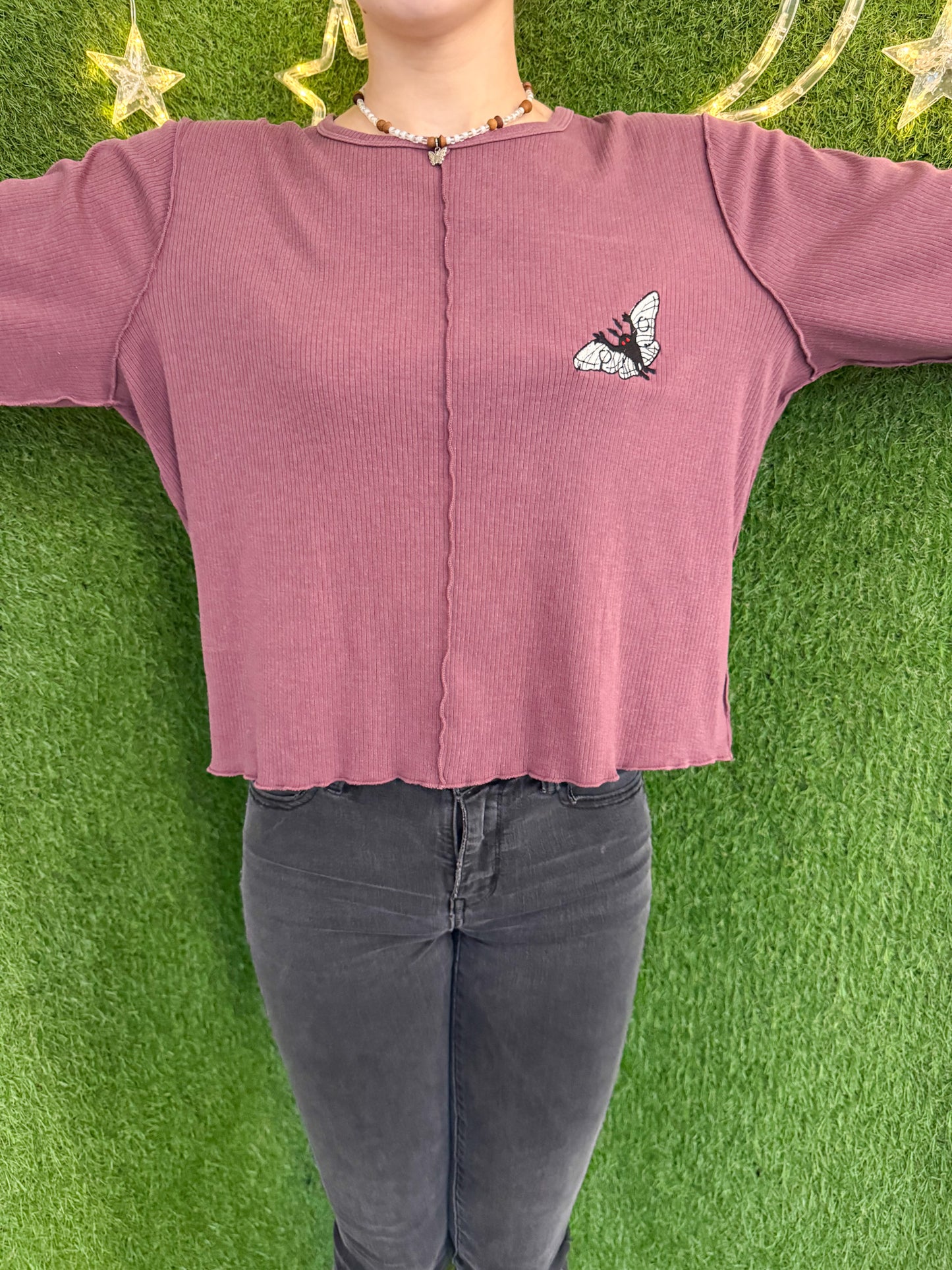 Mothman Ribbed Cropped Long Sleeve 2XL