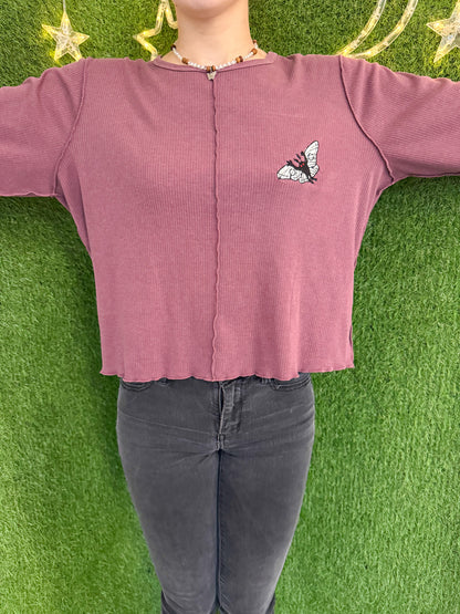 Mothman Ribbed Cropped Long Sleeve 2XL