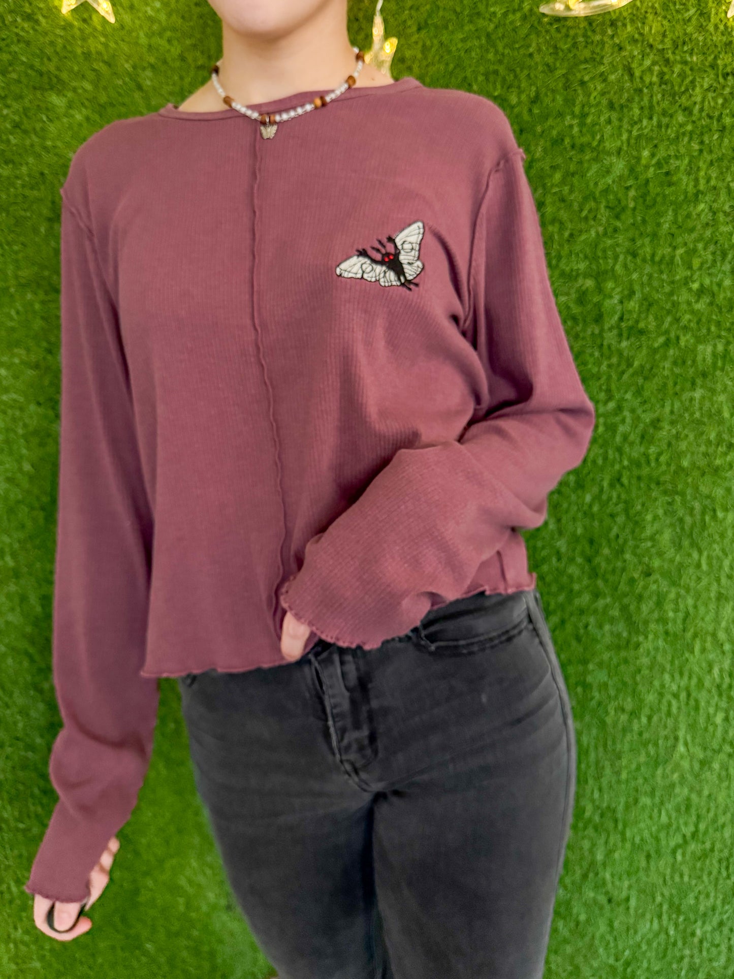 Mothman Ribbed Cropped Long Sleeve 2XL