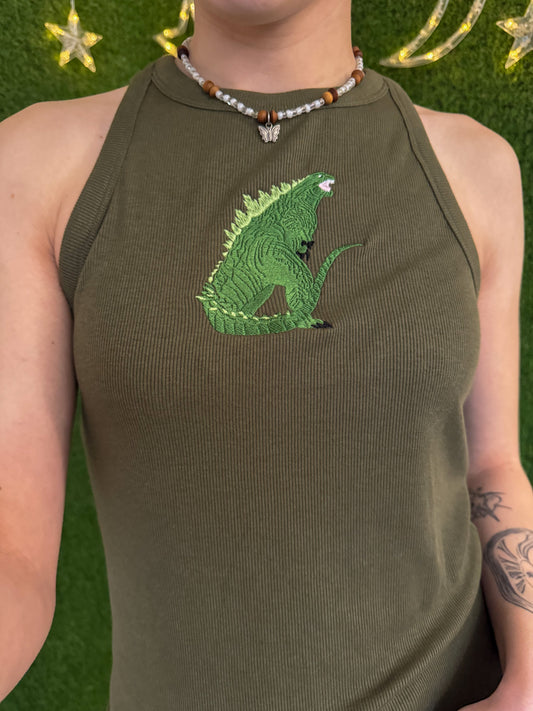 Godzilla Green Halter Tank S
