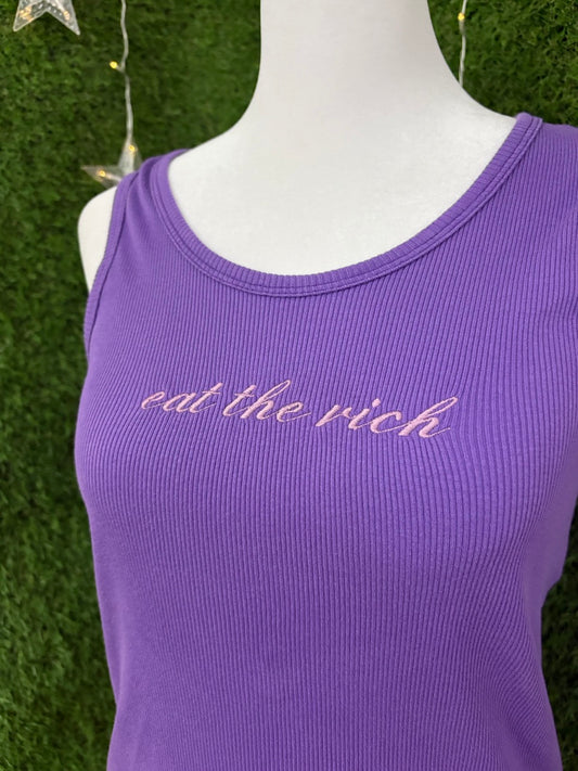 Eat the Rich Purple Tank Top L