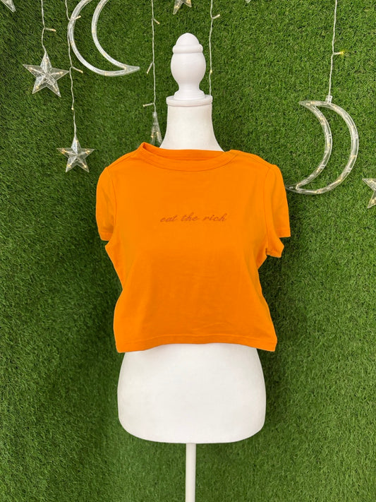 Eat the Rich Orange Baby Tee XXS
