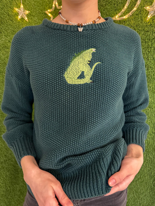 Godzilla Green Sweater XS