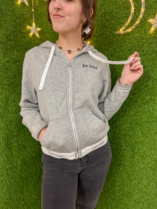 Be Kind Grey Zip Up Hoodie M