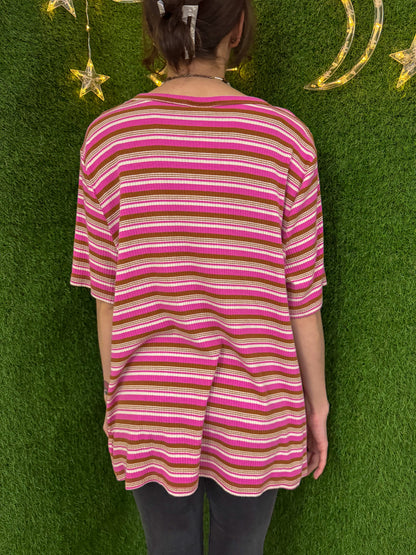 Be Kind Pink Striped T-Shirt 2XL