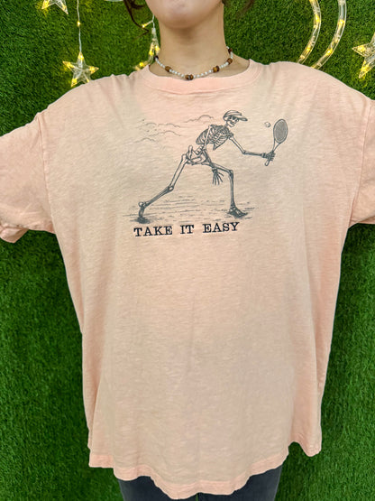 Take It Easy Tennis Skeleton T-Shirt M