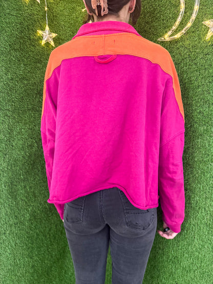 Eat the Rich Funky Cropped Quarter Zip Crewneck XS
