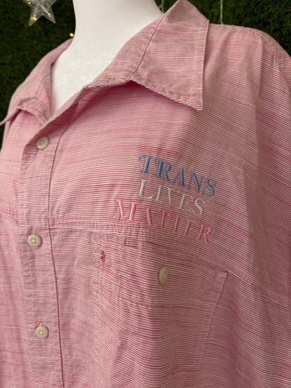 Trans Lives Matter Pink Button Up 4XL