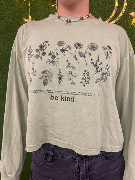 Be Kind Floral Cropped Long Sleeve S