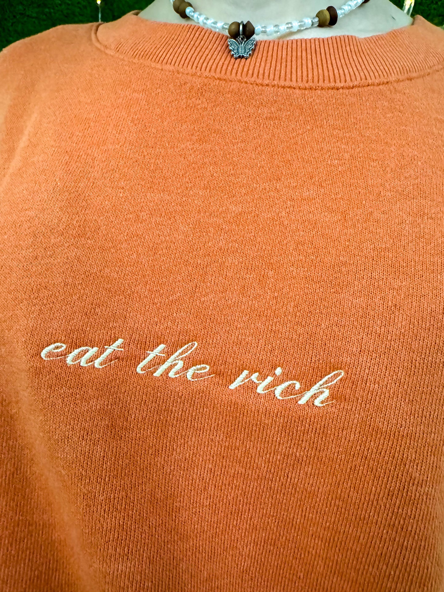 Eat the Rich Orange Crewneck 3XL