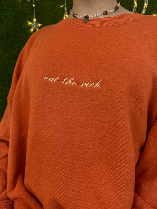 Eat the Rich Orange Crewneck 3XL