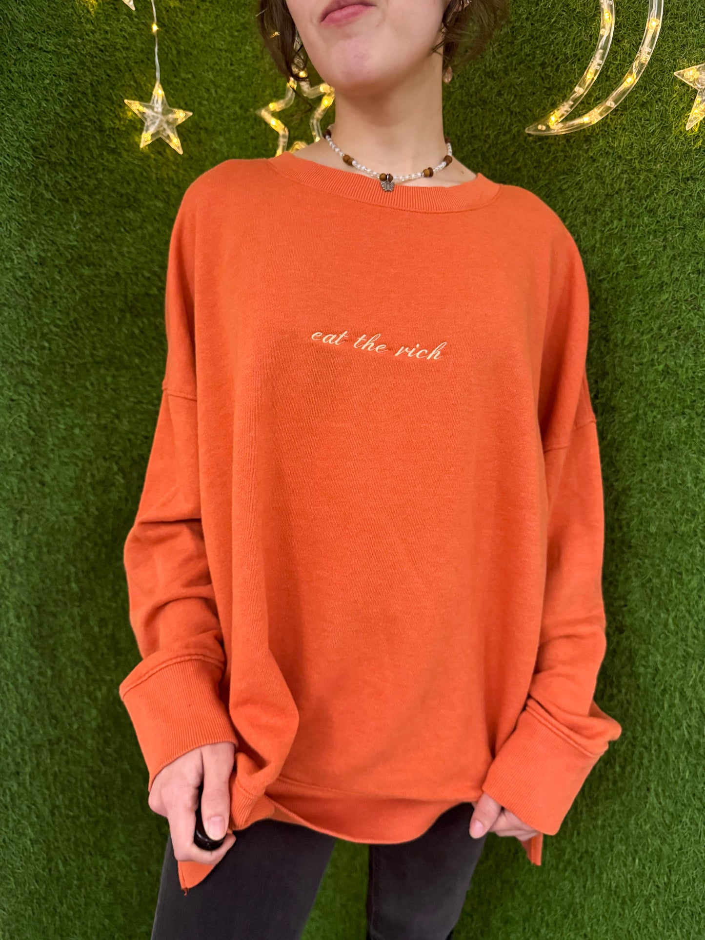 Eat the Rich Orange Crewneck 3XL