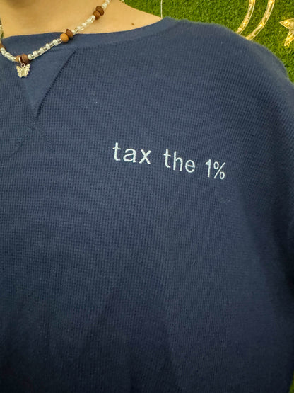Tax the 1% Navy Cropped Long Sleeve XL