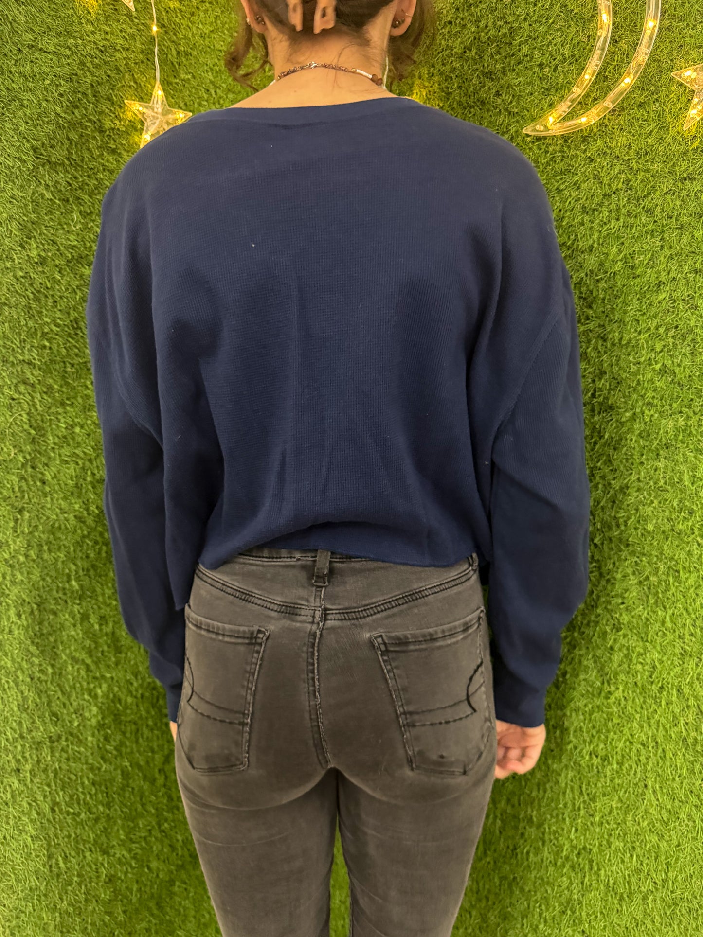 Tax the 1% Navy Cropped Long Sleeve XL