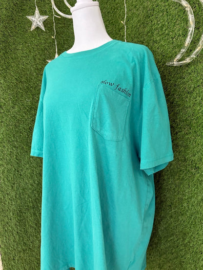 Slow Fashion Teal Pocket Tee 3XL