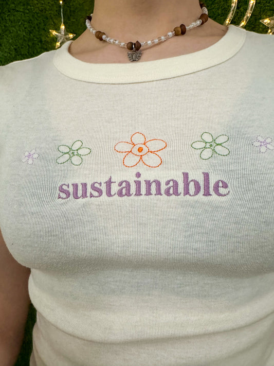 Sustainable Flower Baby Tee XS