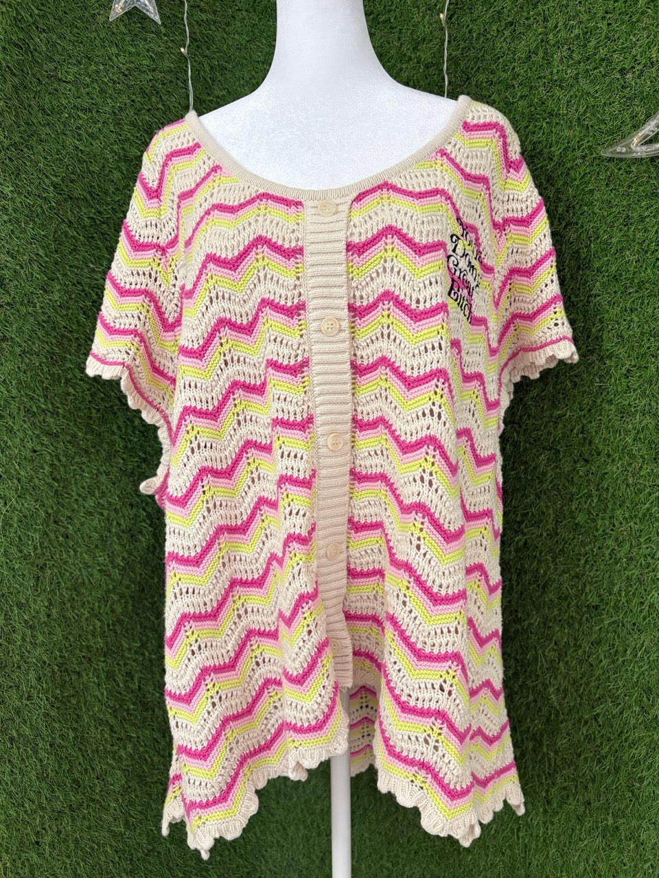 You're Doing Great Crochet Sleeveless Button Up 4XL