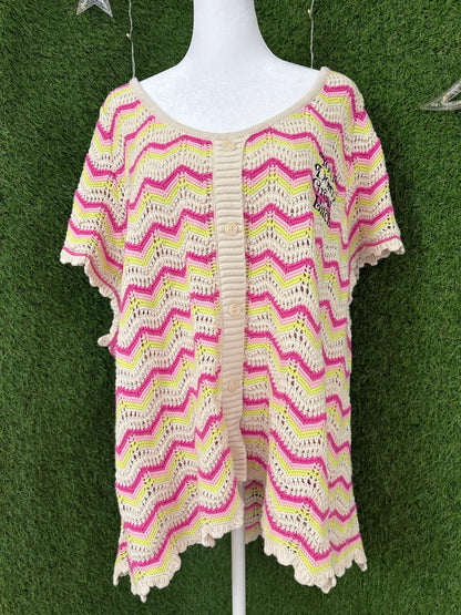 You're Doing Great Crochet Sleeveless Button Up 4XL