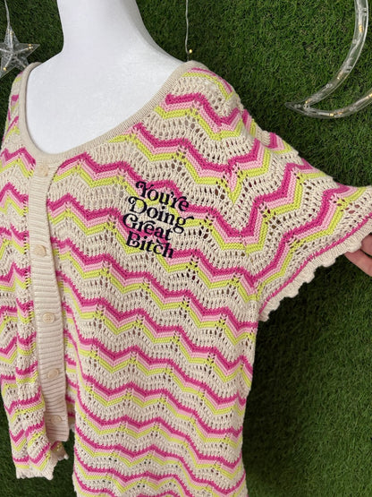 You're Doing Great Crochet Sleeveless Button Up 4XL
