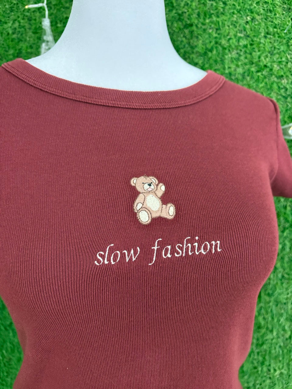 Slow Fashion Red Baby Tee S