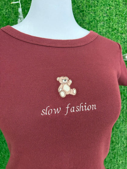 Slow Fashion Red Baby Tee S