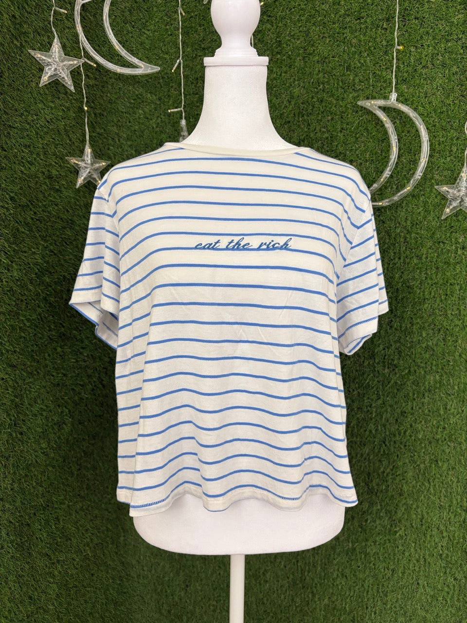 Eat the Rich Striped Cropped Tee 2XL