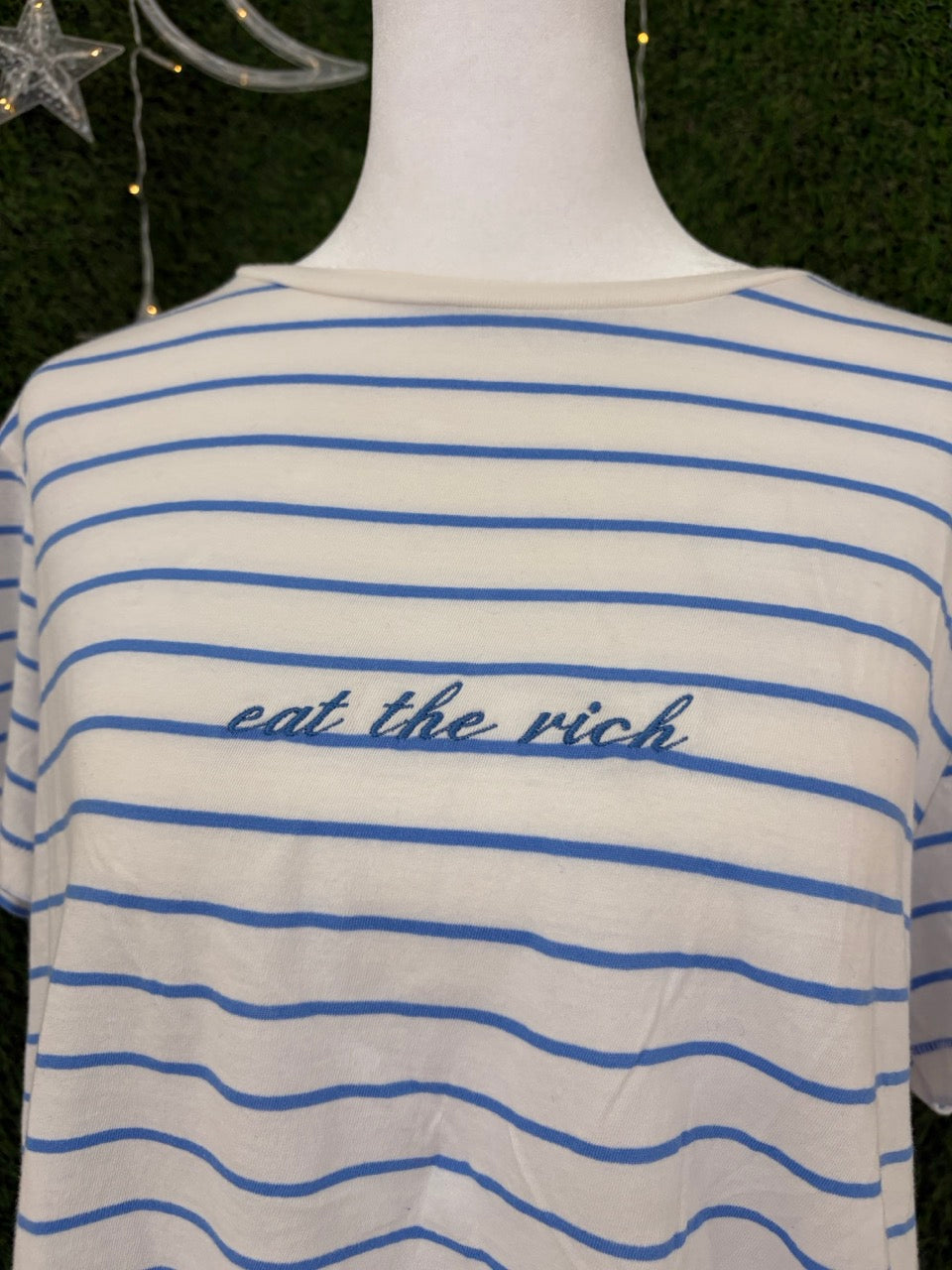 Eat the Rich Striped Cropped Tee 2XL