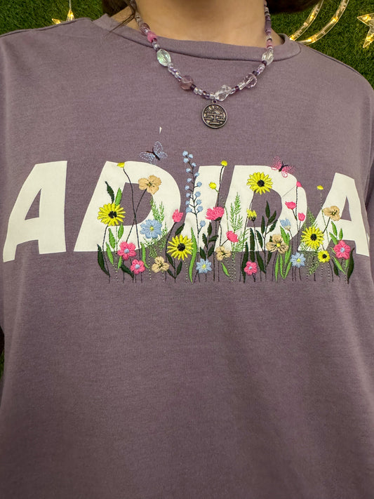 Adidas Floral Cropped Jersey Tee M
