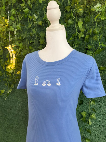 Worm Blue Ribbed Tee S