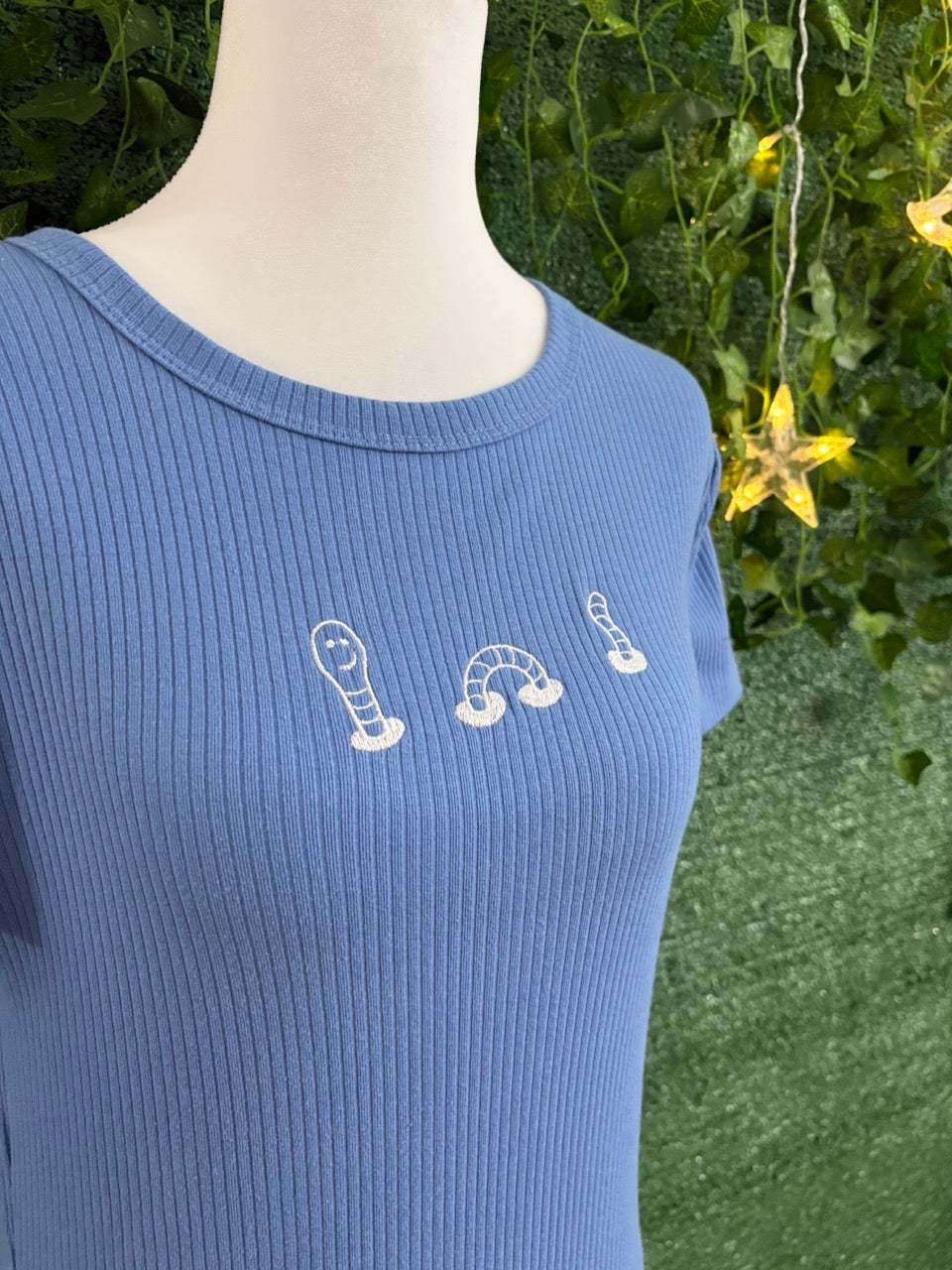 Worm Blue Ribbed Tee S