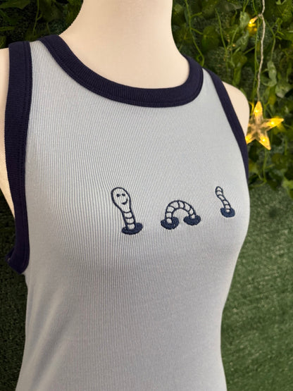 Worm Two Toned Blue Tank L