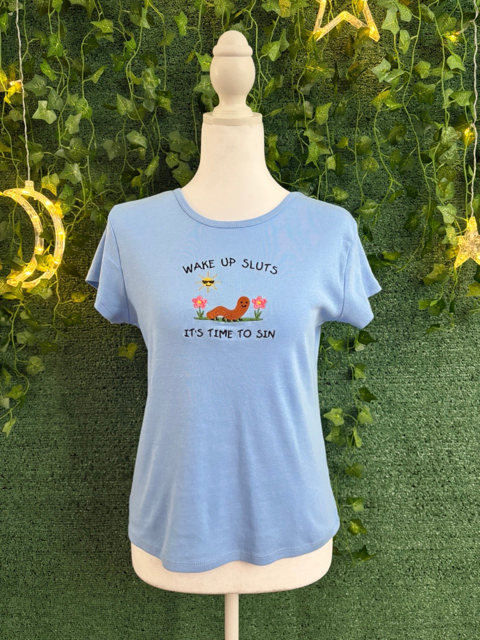 Silly Worm Fitted Blue Tee L
