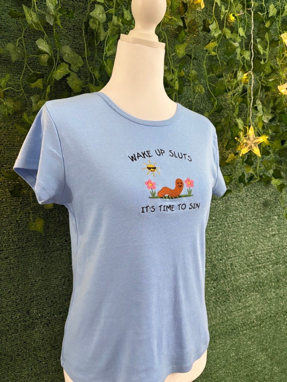 Silly Worm Fitted Blue Tee L