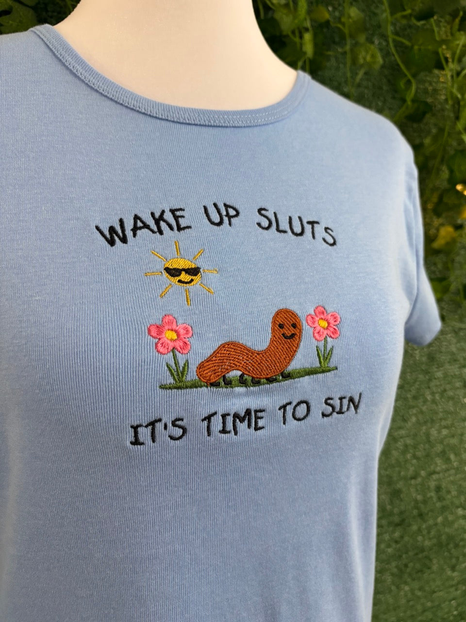Silly Worm Fitted Blue Tee L