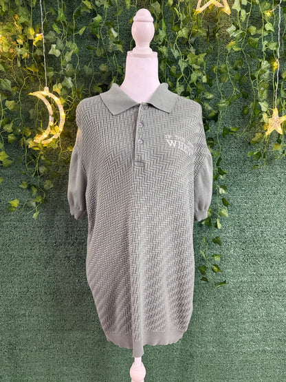 If Not Now When? Green Textured Collard Shirt L