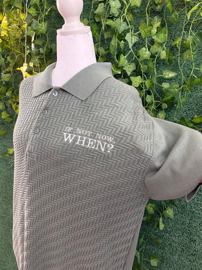 If Not Now When? Green Textured Collard Shirt L