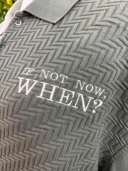 If Not Now When? Green Textured Collard Shirt L