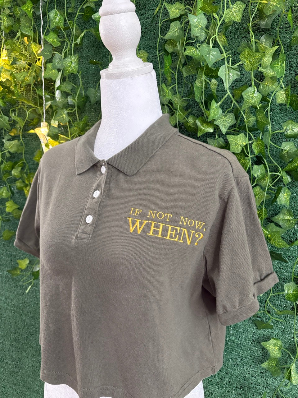 If Not Now, When? Green Collard Cropped Polo M