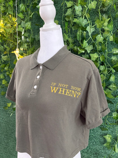If Not Now, When? Green Collard Cropped Polo M