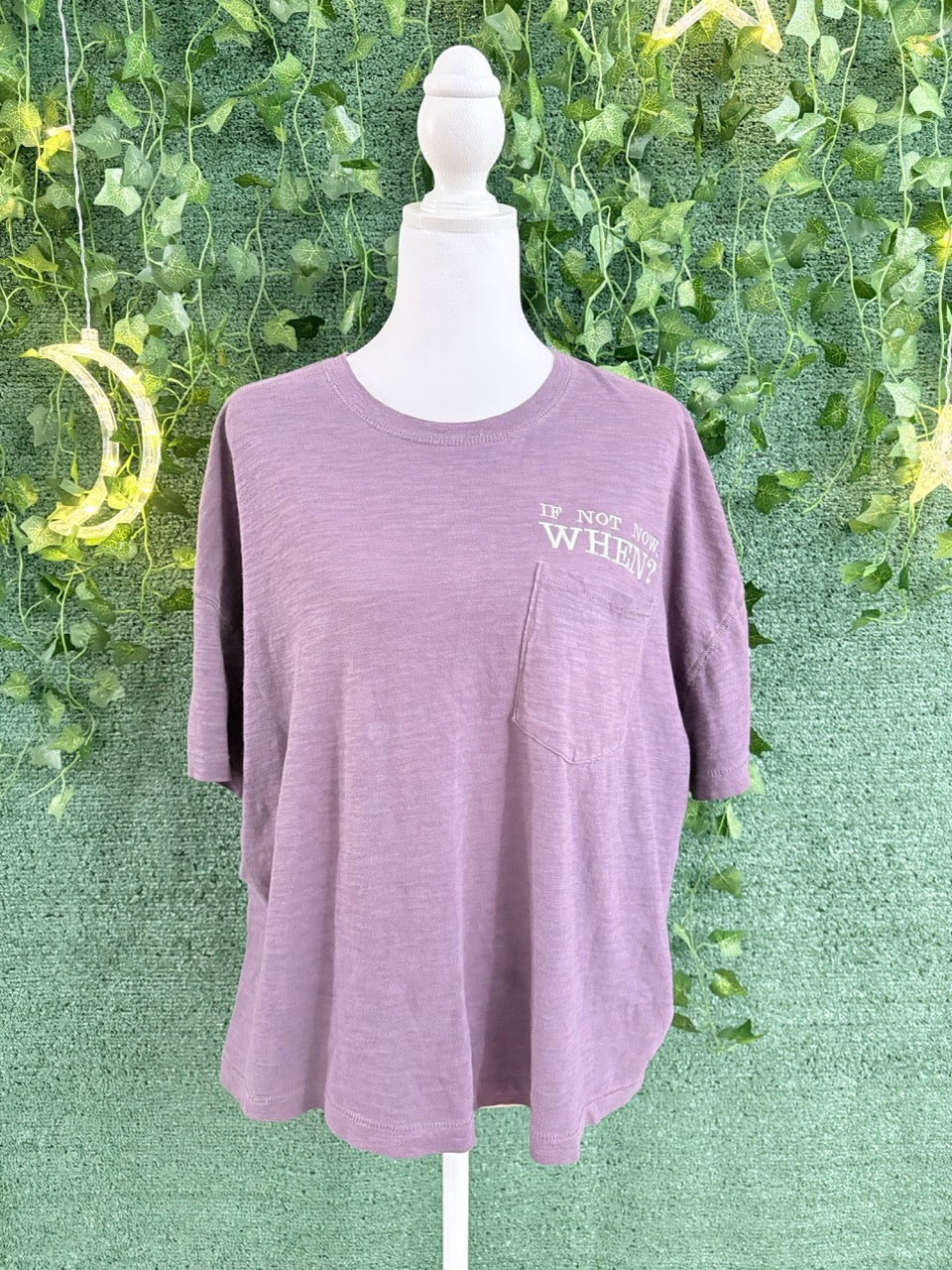 If Not Now, When? Purple Cropped Pocket Tee XL