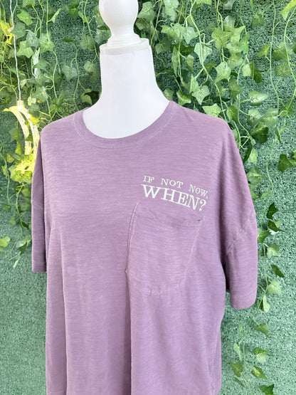 If Not Now, When? Purple Cropped Pocket Tee XL