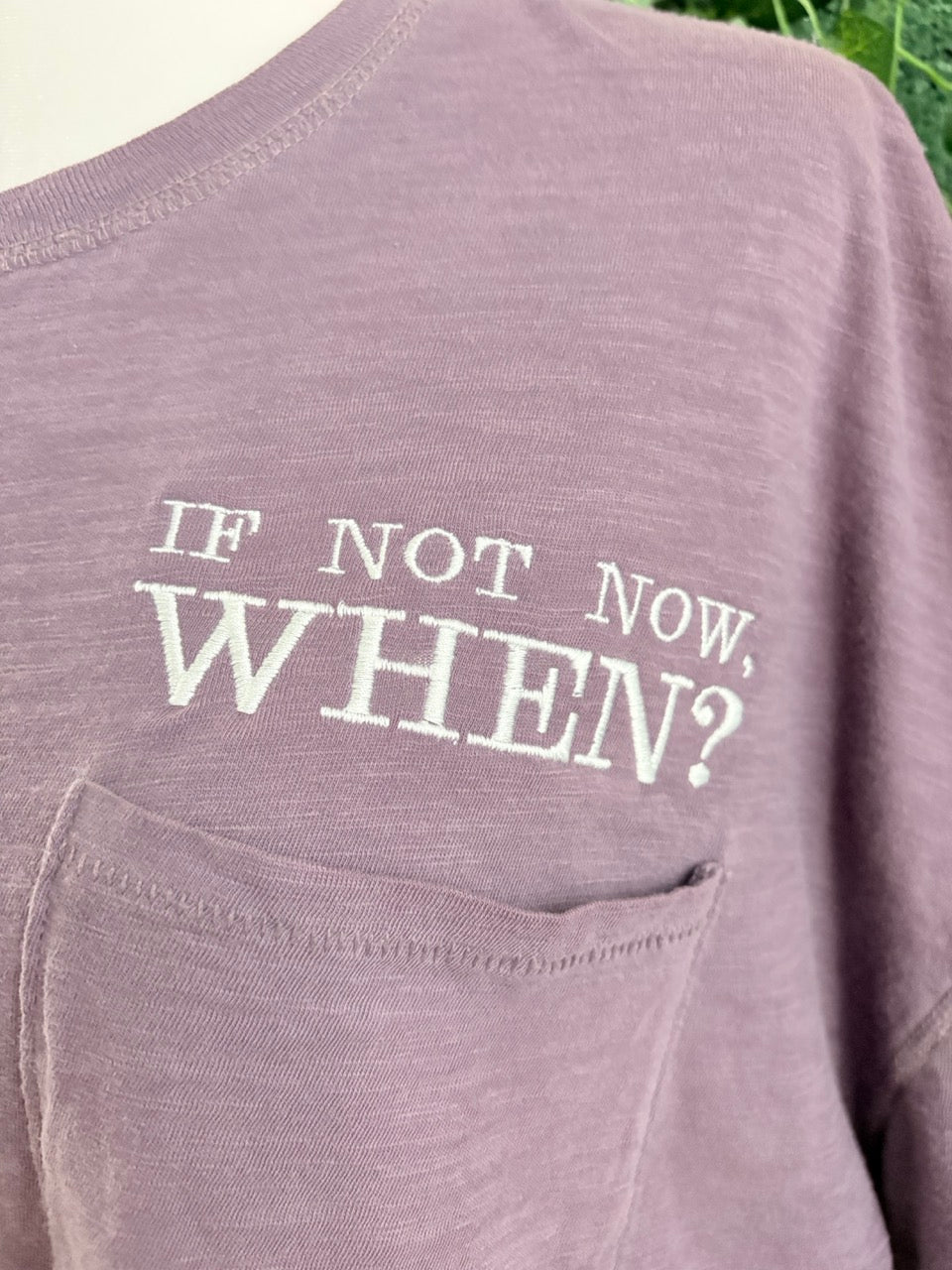 If Not Now, When? Purple Cropped Pocket Tee XL