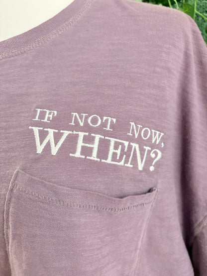 If Not Now, When? Purple Cropped Pocket Tee XL